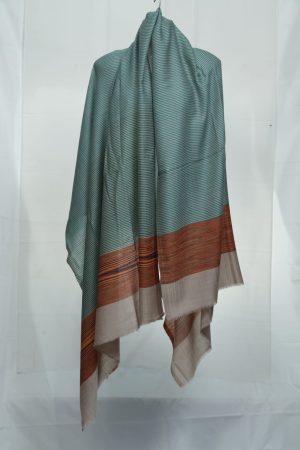 Hampi Luxury Lite Blue & Wooden Tea Color Pashmina Shawl